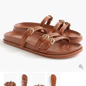 J. Crew Factory Tan Sandals with Gold Buckles